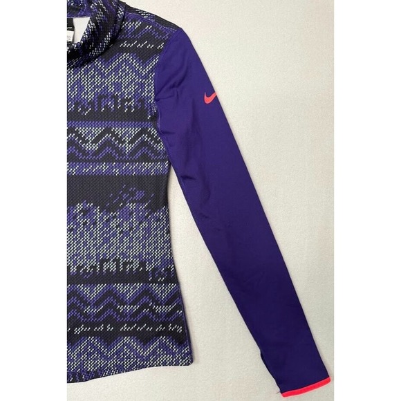 Nike Pro Dri Fit Sweatshirt Women Small Purple Turtleneck Long Sleeves Pullover - Picture 5 of 16